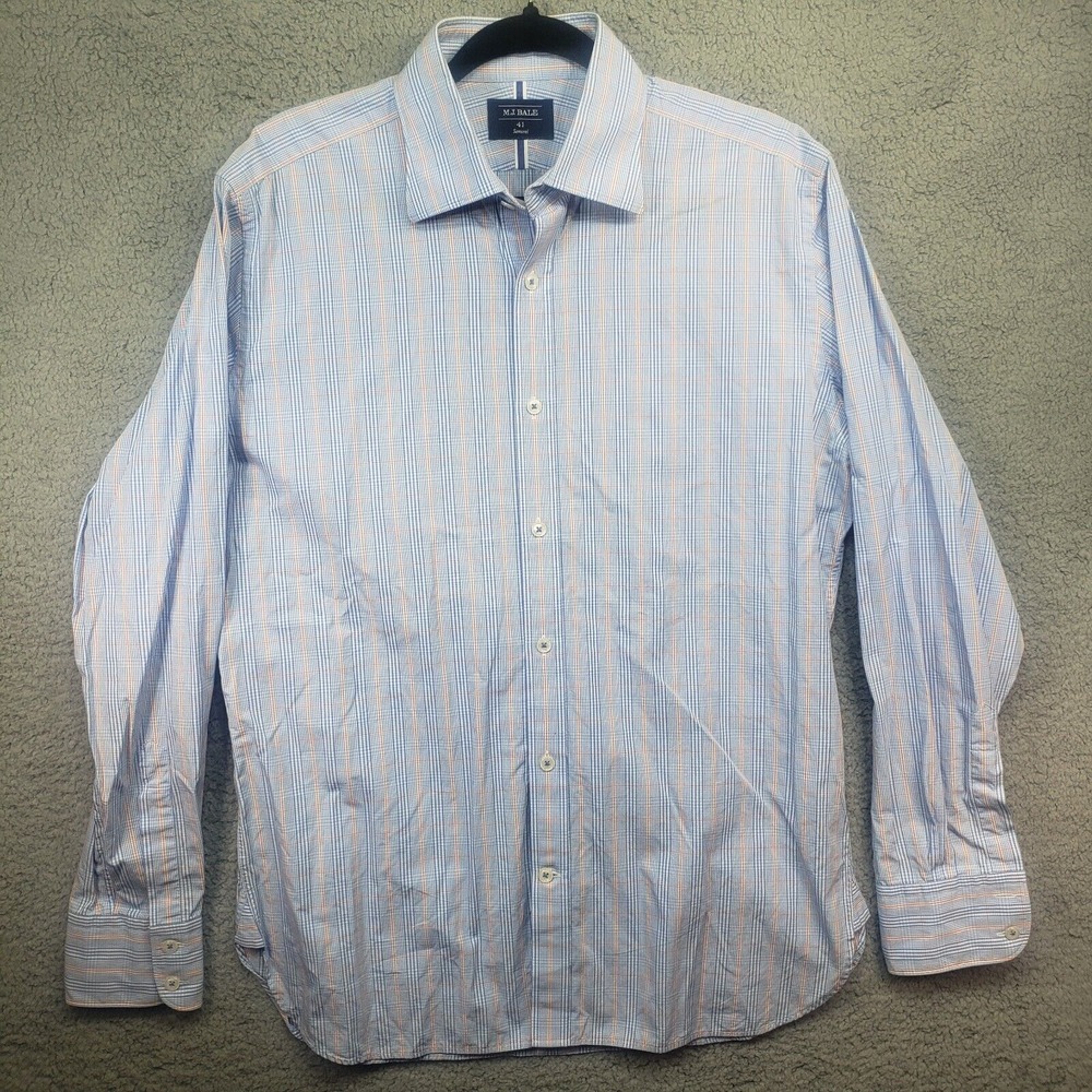 M.J Bale Shirt XL  Blue Pink White Checked Long Sleeve Shirt Size‎ 41
